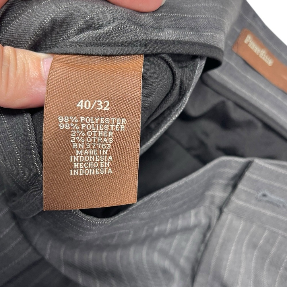 NEW Perry Ellis 40x32 Charcoal Pinstripe Dress Pants Flat Front Corporatecore - Picture 7 of 11
